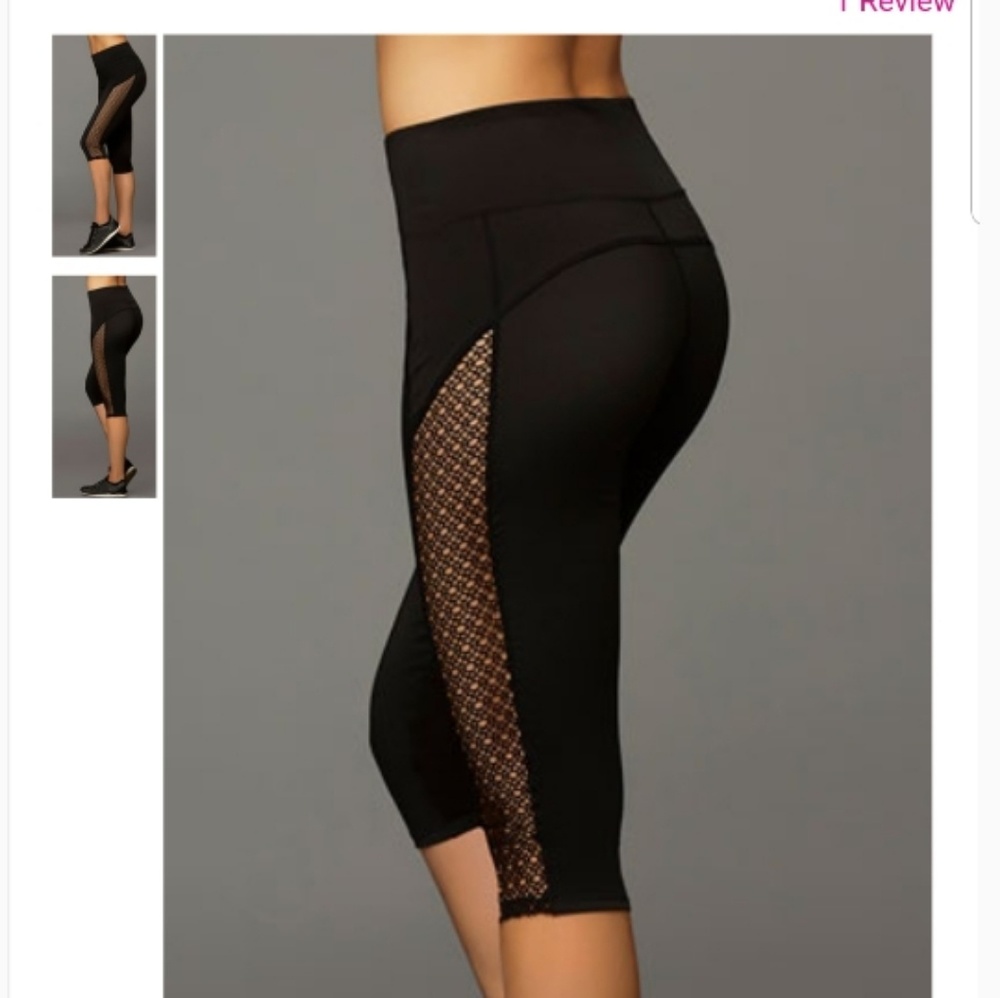 Black Mesh Panel Capris with Compression Fit